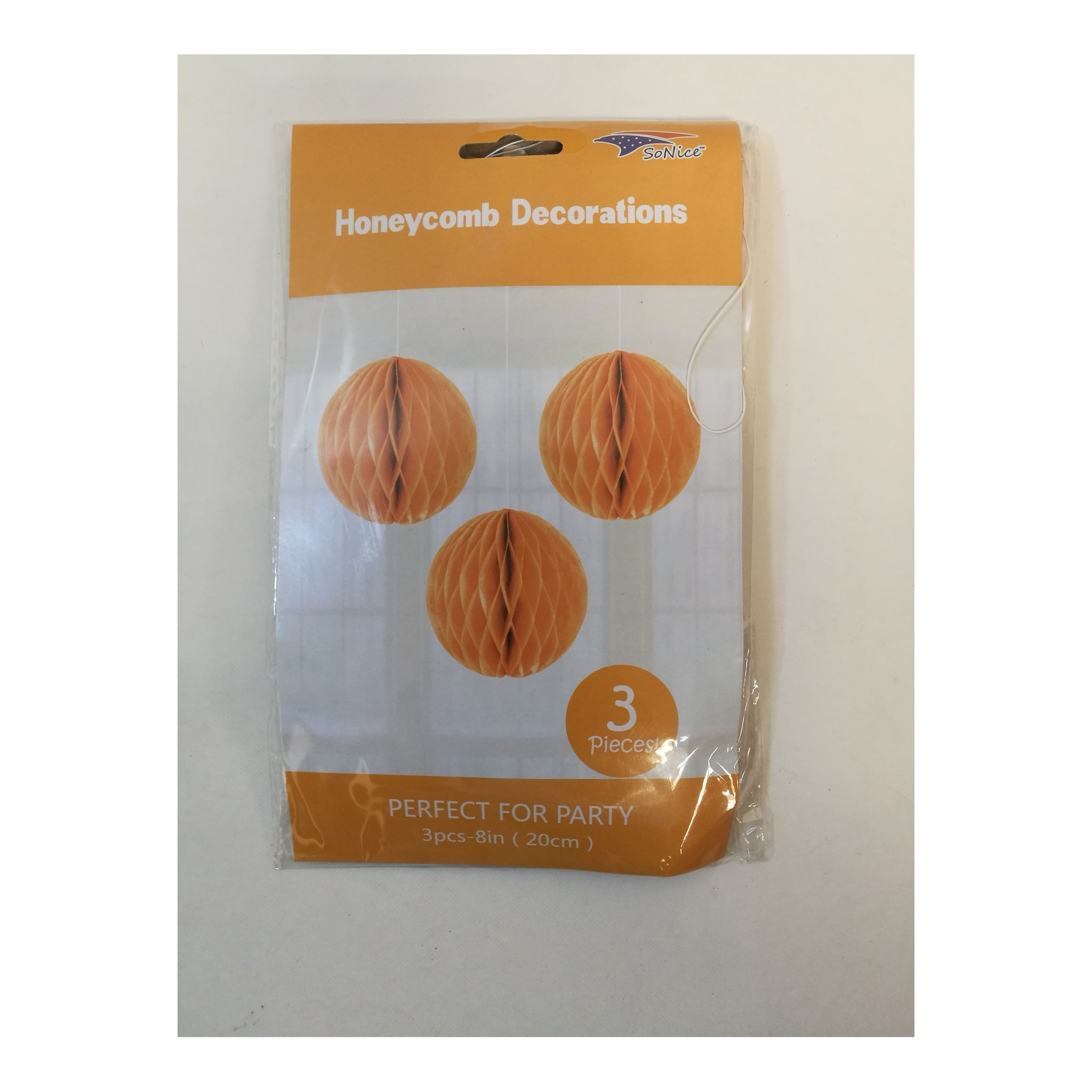 3Pcs 8"Honeycomb Orange 120Set/Cs